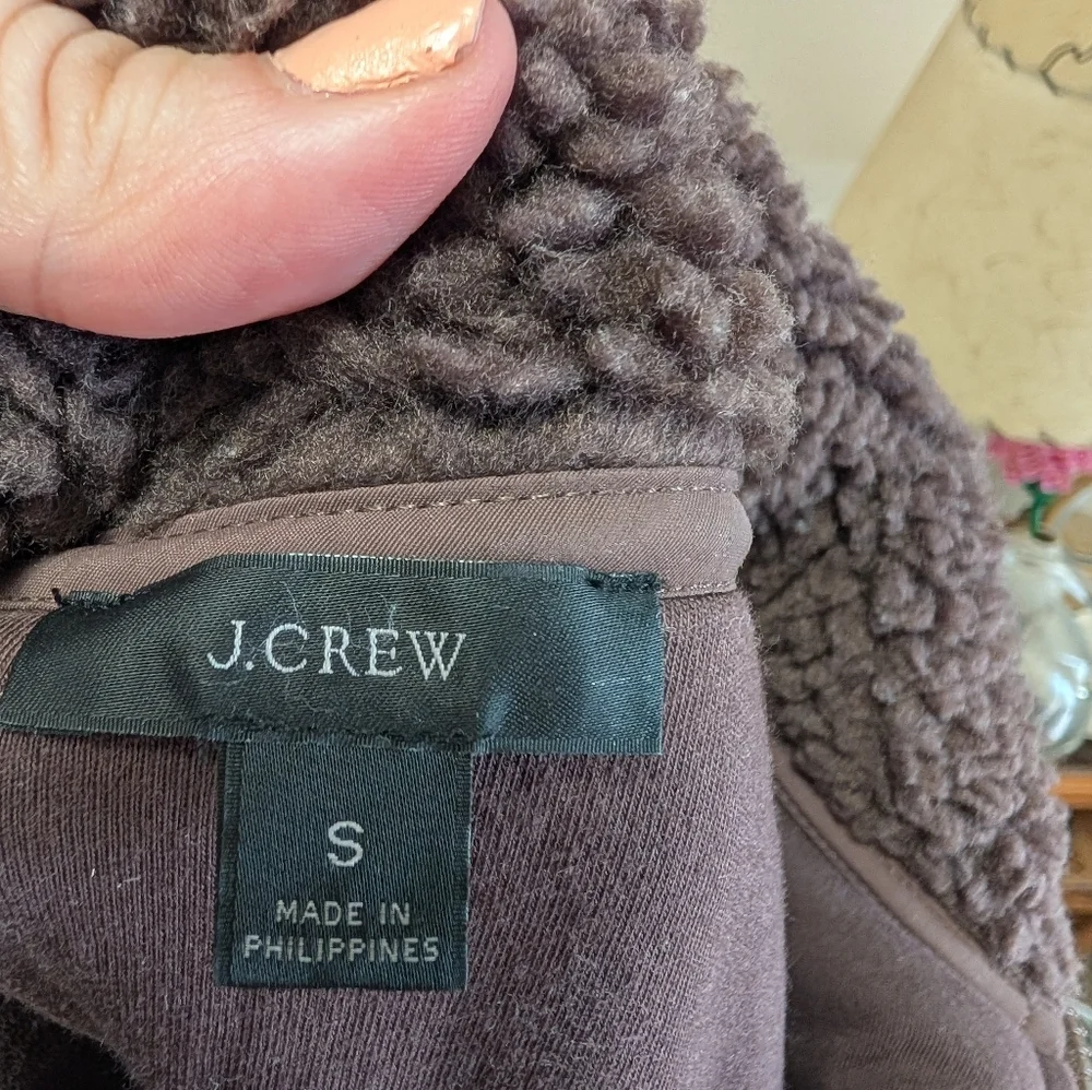 J.Crew Sherpa Fleece Pullover Brown Quarter Zip Jacket Small
